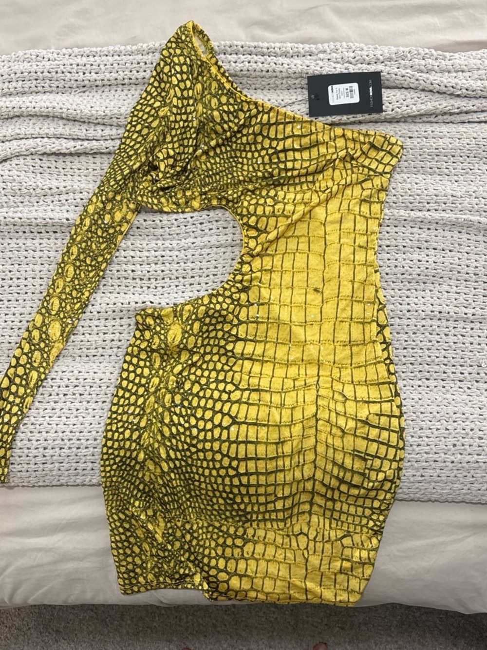Snakeskin cut out bodycon dress